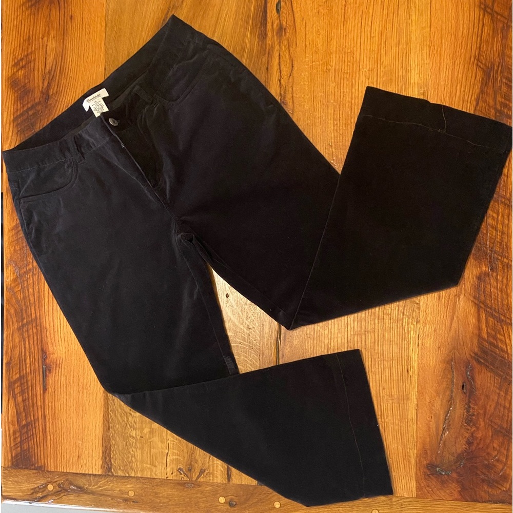 Cambridge Dry Goods Classic Black Stretch Cotton Wide Leg Pants, Size 14